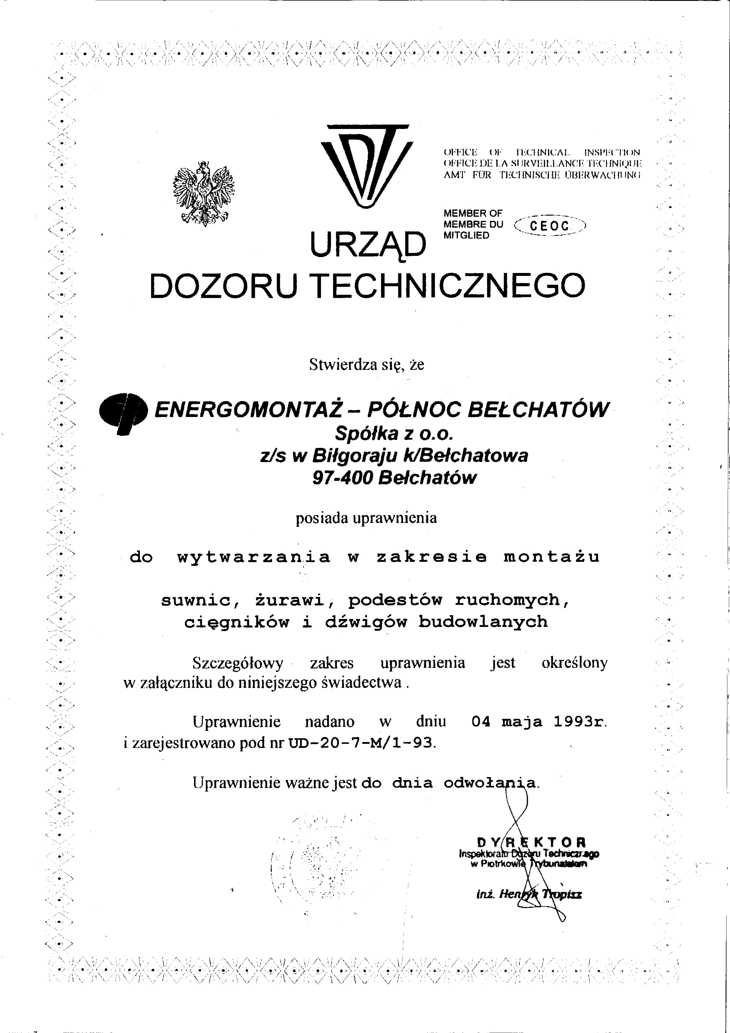 wytwarzanie w zakresie montażu 93